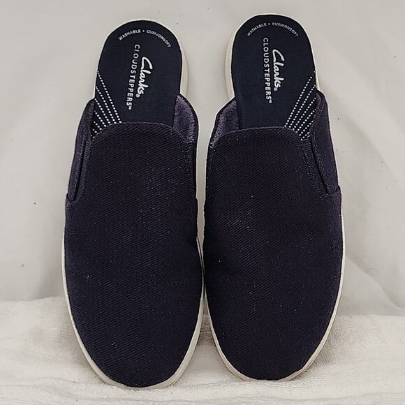 CLARKS BREEZE SHORE MULES DENIM BLUE LADIES SIZE 10 GUC - Picture 12 of 16